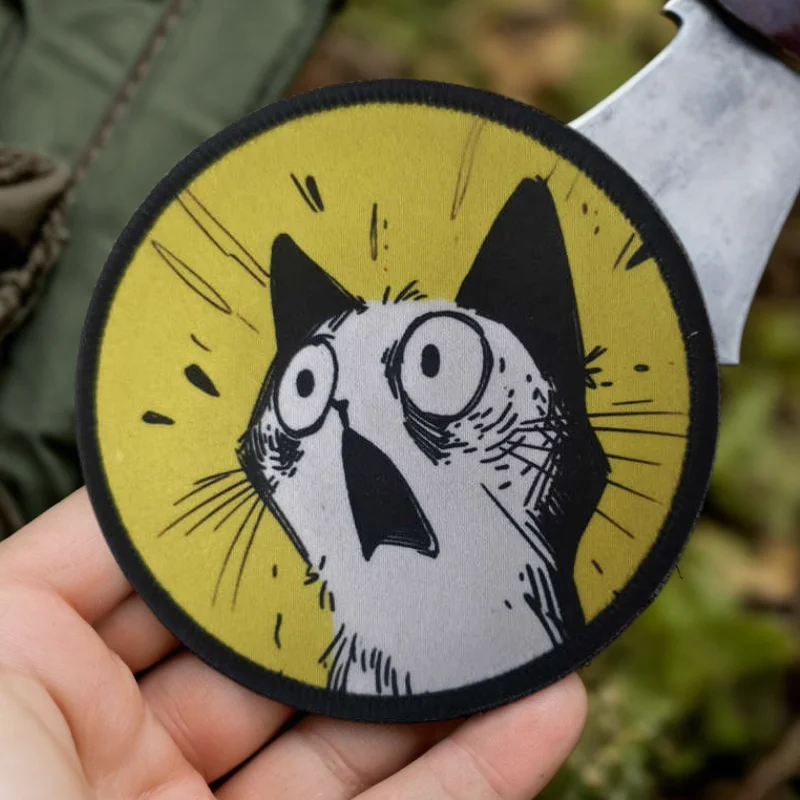 Parche con estampado de gato impactante, chaleco táctico, sombreros con gancho y bucle, insignia de moral, mochila, pegatinas decorativas, parches para brazalete para ropa - imagen 5