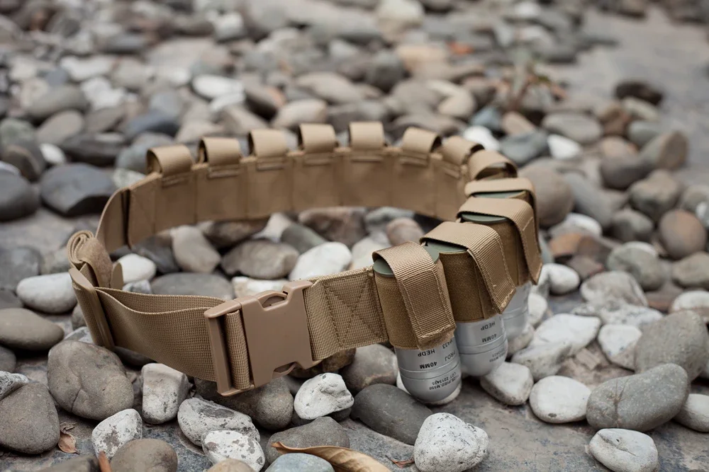 Cinturón de munición táctico, liberación rápida, ajustable, 40mm, cinturón de granada, ruina, verde, negro/bolsa de herramientas para jungla - imagen 5