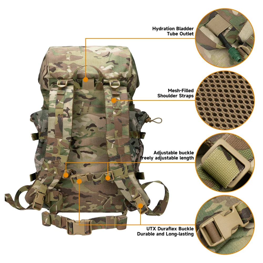 Mochila táctica EDC nylon ripstop para montaña y senderismo - imagen 5