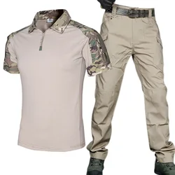 Conjunto táctico hombre pantalones cargo y camiseta camuflaje