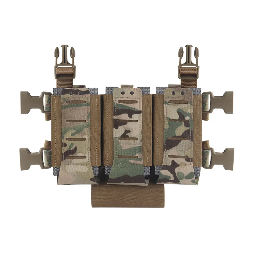 = Triple bolsa Magzine 5,56, chaleco táctico multifunción, Panel frontal, liberación rápida, caza, Airsoft, aparejo de pecho, accesorios para chaleco - imagen 3