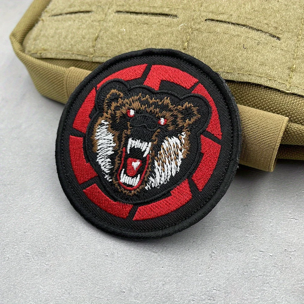 Parche bordado 3D de oso negro, tela personalizada, insignia de moral táctica, mochilas, adhesivo decorativo, parches DIY para ropa - imagen 4