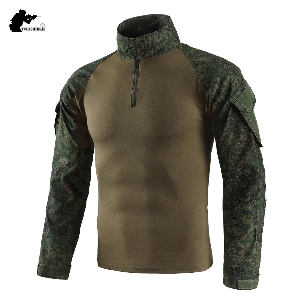Camisas de rana de camuflaje 5XL uniforme táctico de gran tamaño elástico múltiples bolsillos camisa de combate al aire libre Airsoft caza camisa A5F655