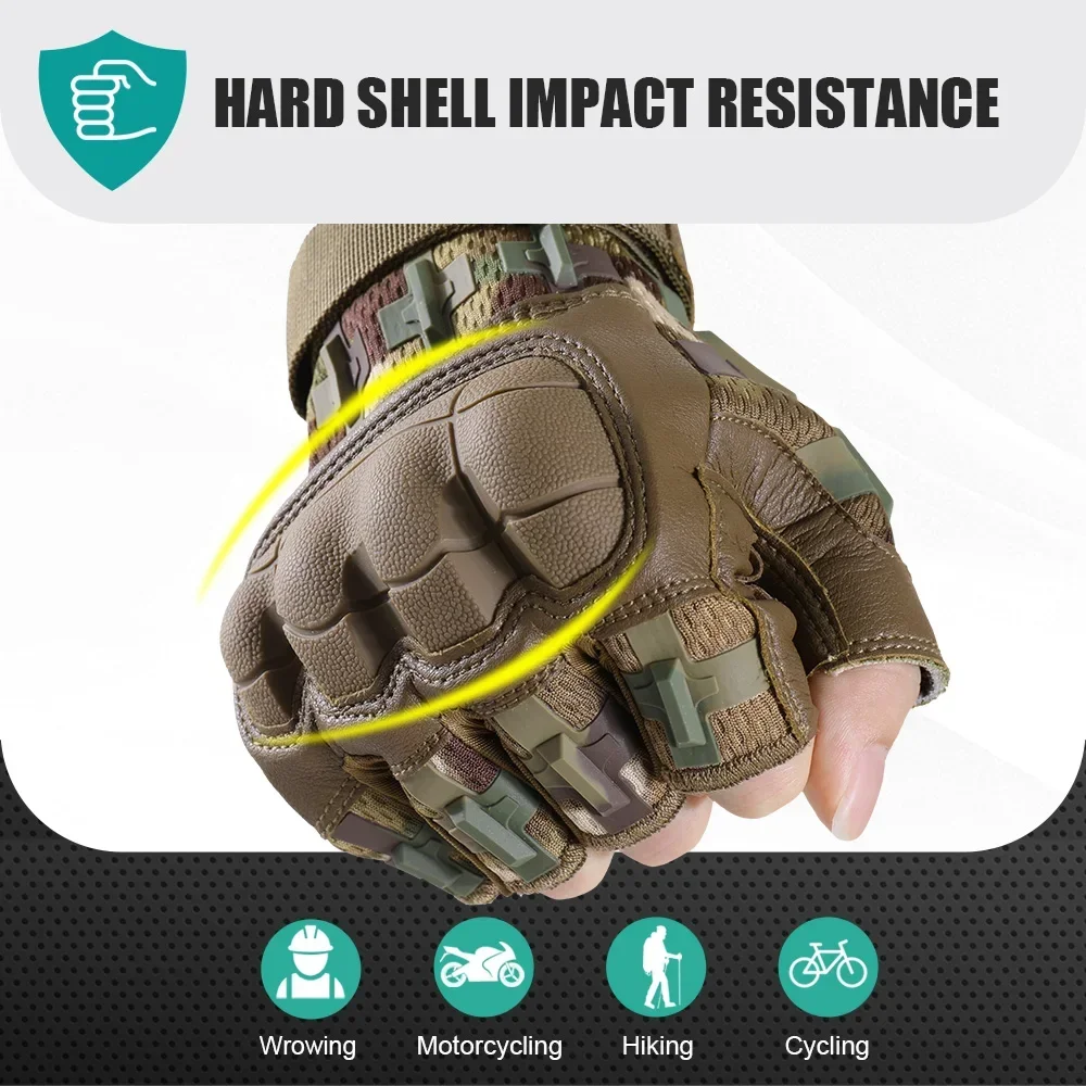 Guantes sin dedos para hombre, tácticos, transpirables, medio dedo, deportes, ciclismo, tiro, trabajo, equipo de protección al aire libre - imagen 4