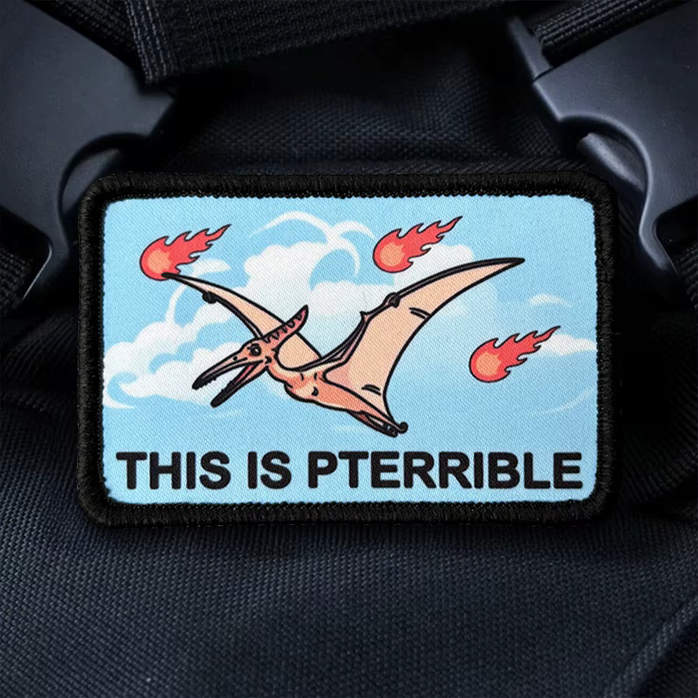 Parche táctico dinosaurio pterodáctilo humor – gancho y bucle