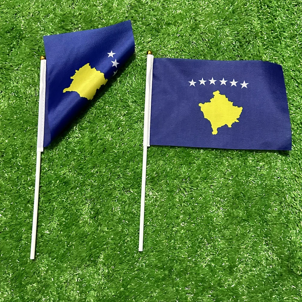SKY FLAG Kosovo hand Flag 10/20/50/100pcs 21*14cm Kosovo Hand Waving Flags With plastic pole For Sports Activity Home Decor - imagen 5