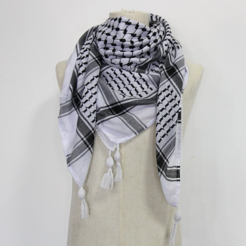 Pañuelo árabe keffiyeh unisex – Bufanda desierto algodón con borlas