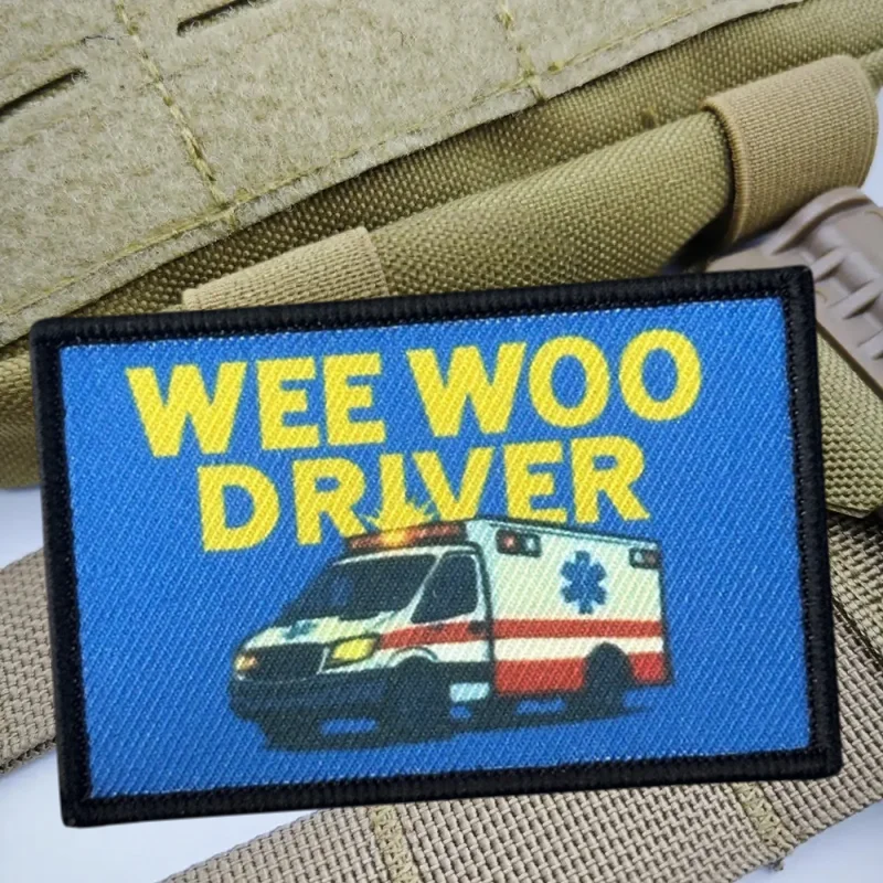 Parche estampado WEE WOO DRWER, chaleco táctico, gancho y bucle, sombrero, insignia de moral, mochila, pegatinas decorativas, parches para brazalete para ropa - imagen 5