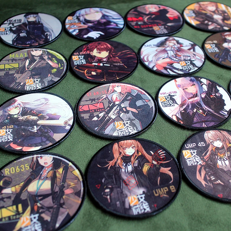 Parche táctico de primera línea para niñas, estampado de brazos redondos, juego bidimensional HK416 UMP45, insignias adhesivas para mochila del equipo para ropa - imagen 2