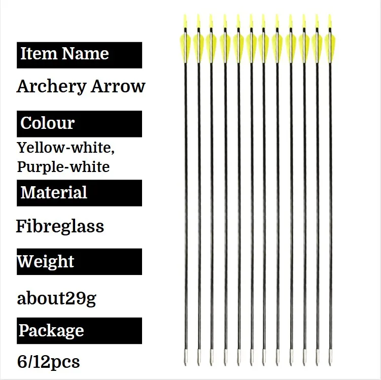 Flechas de caza con arco, 6/12 Uds., eje de flecha de fibra de vidrio, 6mm de diámetro, 3 pulgadas, plumas de goma en forma de gota de agua para deportes de caza y tiro con arco - imagen 5