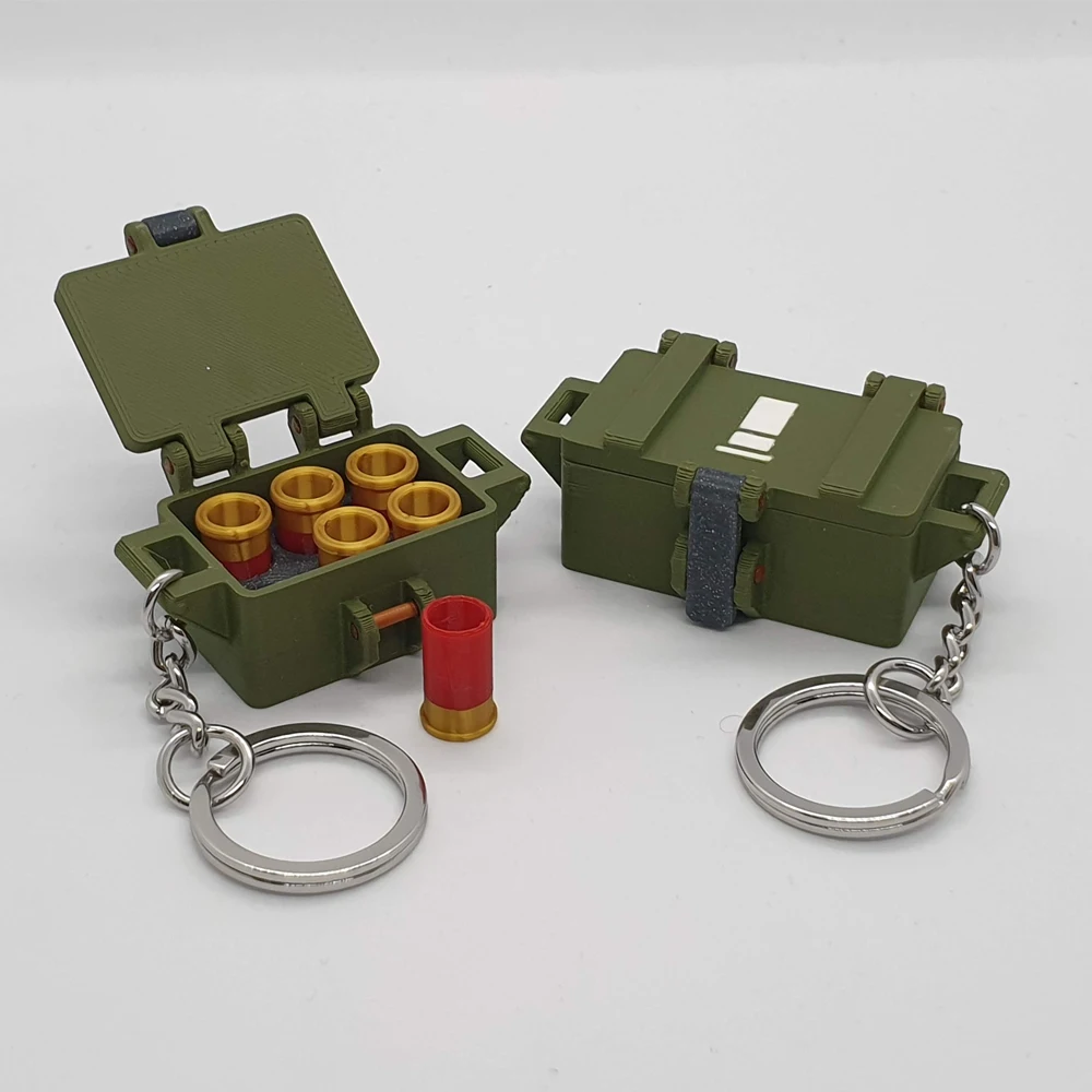 Llavero con caja de concha de escopeta, juguete de dos tamaños que sostiene 6 o 8 conchas, llavero impreso en 3D, juguetes de descompresión, colgante para mochila - imagen 2