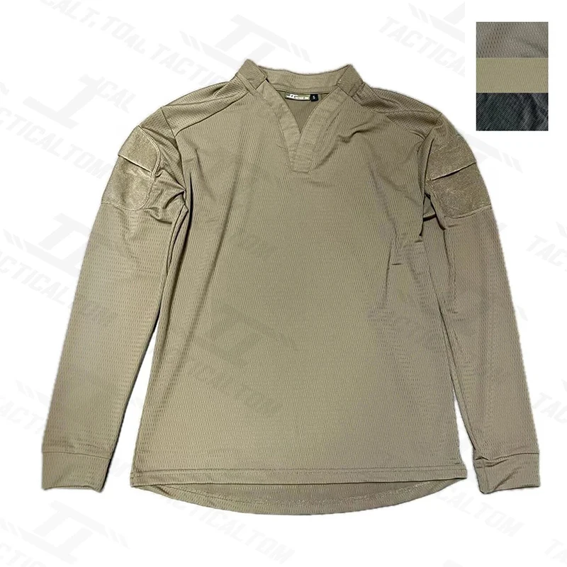 VS Camiseta táctica de manga larga para exteriores, senderismo, montañismo, secado rápido, camiseta con cuello en V que absorbe el sudor - imagen 2