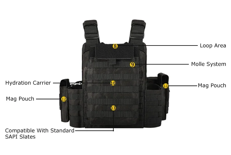 YAKEDA JPC Chaleco táctico de combate MOLLE Tactico Plate Carrier Chaleco táctico - imagen 5