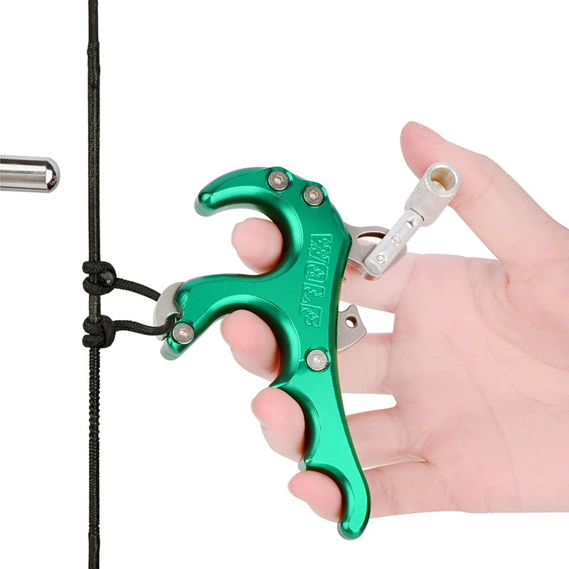 Liberador de 4 dedos para tiro con arco, ayuda de liberación de arco compuesto, pinza de gatillo de pulgar de aleación de aluminio, 4 colores para tiro de caza con arco - imagen 4