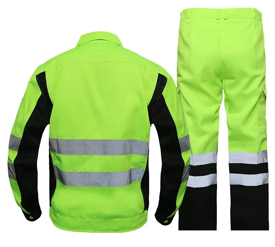 Traje de ropa de trabajo de construcción al aire libre para hombres, cinturón verde fluorescente, tira reflectante, protección de trabajo de electricista antiestática - imagen 3