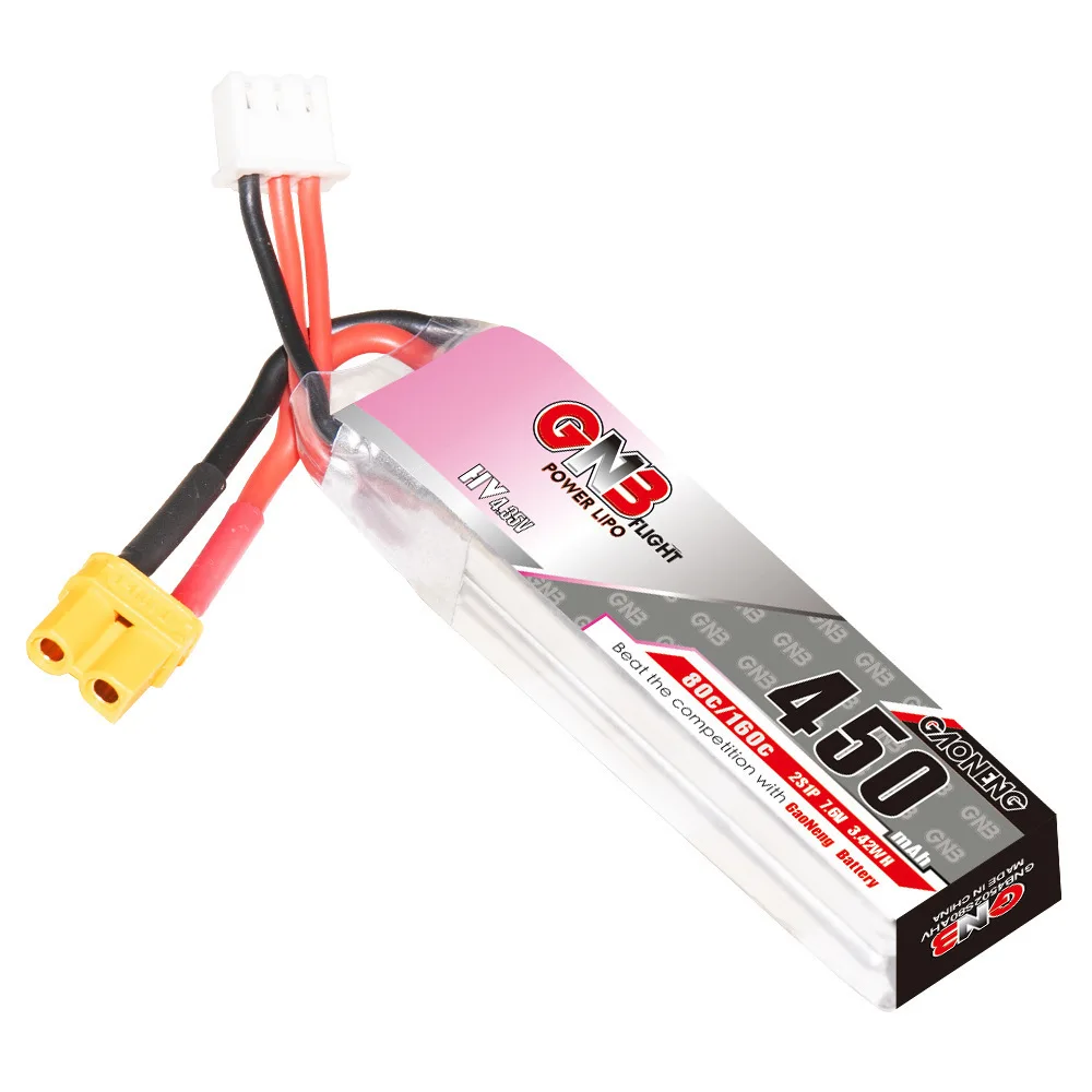 GNB 2S 7,6 V 450mAh 80C/160C HV Lipo batería + cargador con XT30 para Dron de carreras FPV Quadcopter piezas de helicóptero batería de 7,6 V - imagen 4
