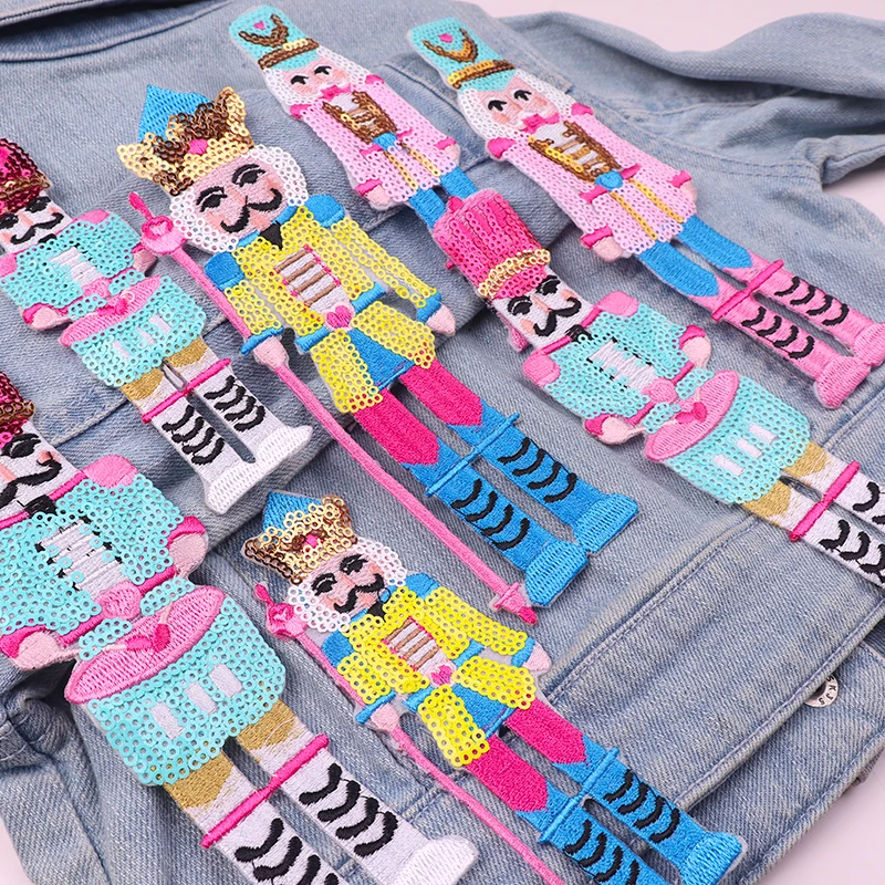 Parches bordados de Cascanueces, parche de muñeca soldado rey, parches para planchar para ropa, chaquetas DIY, sombreros, decoración bordada, 5 uds. - imagen 5