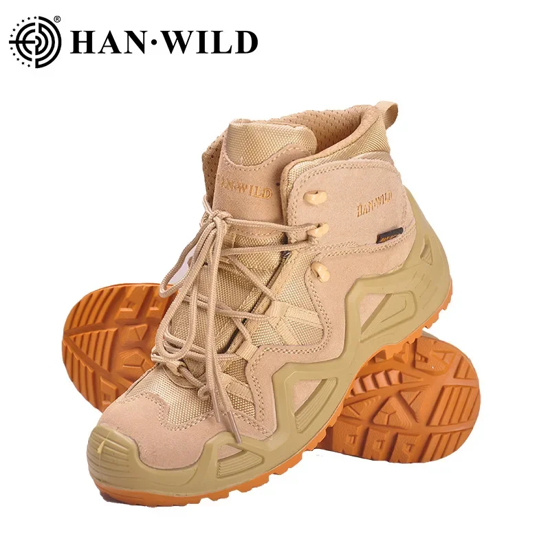 Botas de combate de media caña para hombre, zapatos de seguridad tácticos absorbentes de golpes para exteriores, botas impermeables y transpirables para el desierto - imagen 2