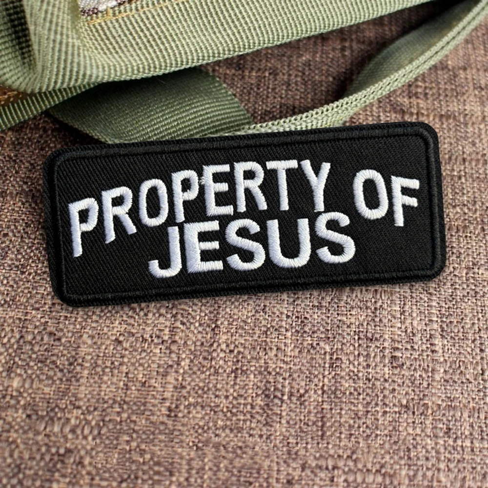 Parches tácticos con insignia de moral de PROPERTY OF JESUS para ropa, parche bordado con gancho y bucle, brazalete militar, pegatinas para mochila - imagen 4