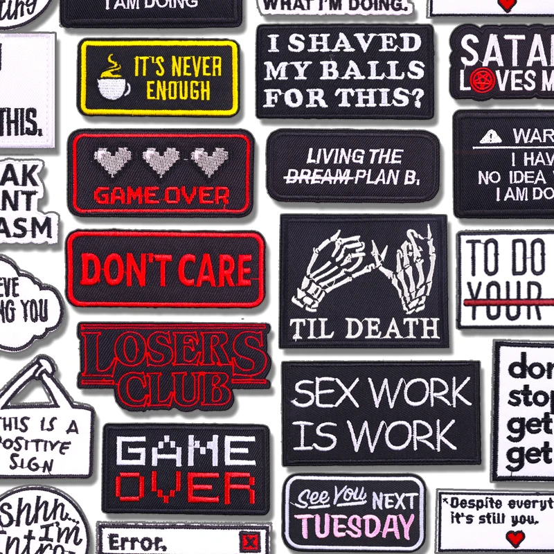 Parches con eslogan de letras DIY bordados, sombreros para mochila, parches para planchar para ropa, parches termoadhesivos, insignias para coser - imagen 2