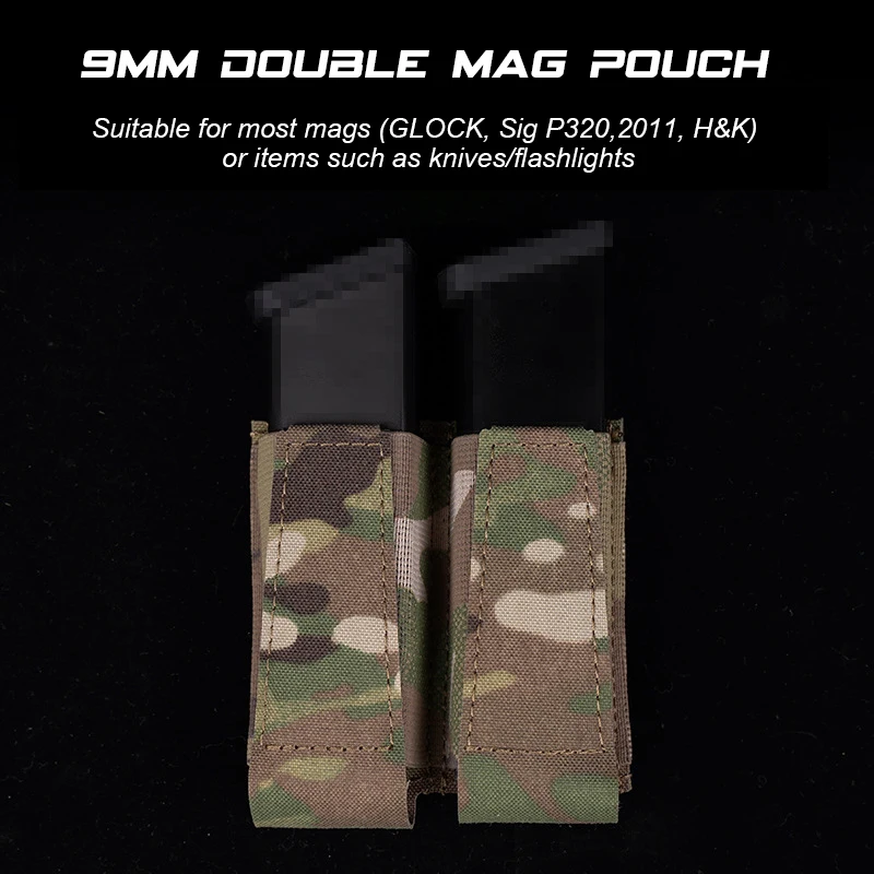 Bolsa táctica MOLLE 9mm Mag AR15 AK47, soporte para revistas, Clip para cinturón, bolsa para Rifle, portador para pistola Mag - imagen 2