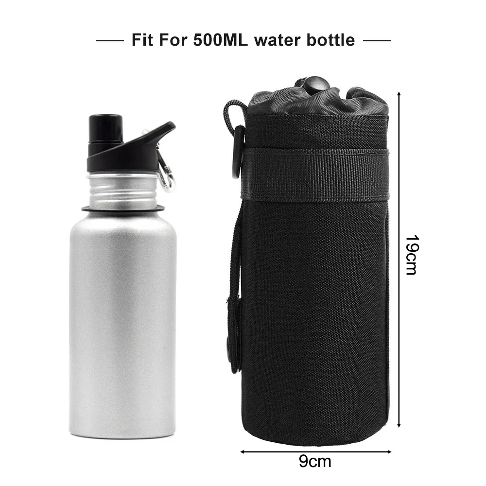 Bolsa táctica Molle para botella de agua, soporte para botella de agua al aire libre, bolsa de transporte para hervidor con cordón para viaje y senderismo - imagen 4