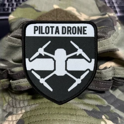 Parche táctico moral piloto de dron impreso con velcro