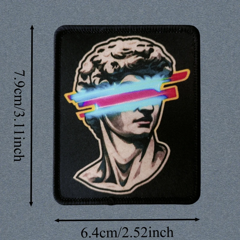 Parche de impresión de estatua modificada de David, insignia de moral con gancho y bucle táctico, pegatinas decorativas para mochila, parches para brazalete para ropa - imagen 3