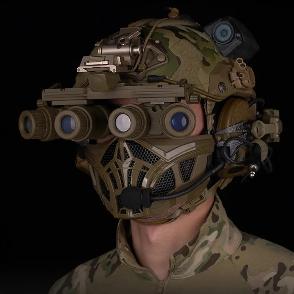 Máscara de media cara táctica Airsoft, máscara de malla transpirable, accesorios de Cosplay CS para Halloween - imagen 5