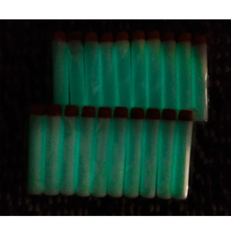 Pistola de balas blandas de espuma EVA que brilla en la oscuridad, accesorios de pistola NERF Elite, dardos fluorescentes, juguetes para niños al aire libre, 100 piezas - imagen 3