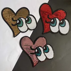 Parche termoadhesivo bordado con lentejuelas – Corazón para ropa