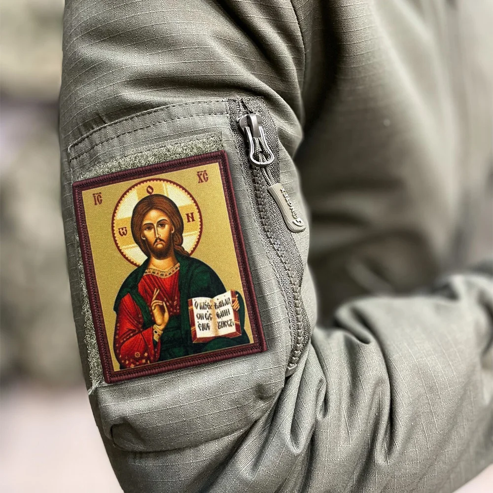 Parches tácticos de Jesucristo para ropa, cierre de gancho y bucle, insignia de moral militar, brazalete, mochila, pegatinas decorativas