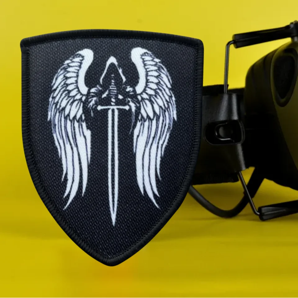 Parche táctico de Ángel puniente, emblema de gancho y bucle impreso, insignia de moral militar, brazalete, pegatinas para mochila - imagen 4