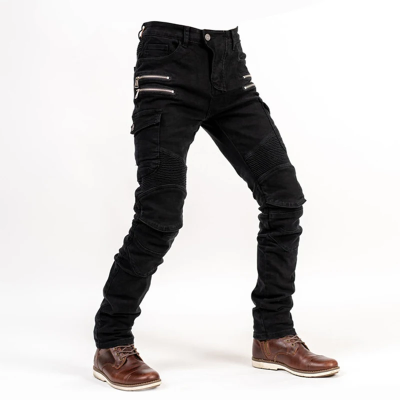Pantalones vaqueros para montar en motocicleta para hombre, pantalón con múltiples bolsillos y rodilleras, informal, sólido, a la moda, novedad - imagen 4