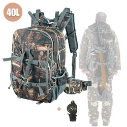 Mochila de caza 40L con soporte para rifle - Camuflaje impermeable