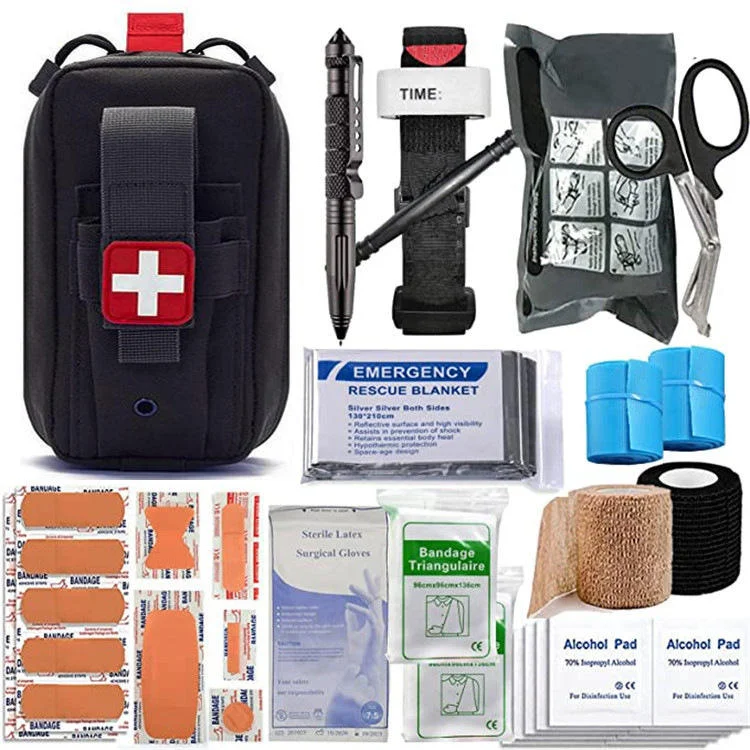 Kit de supervivencia de emergencia para acampada y senderismo, primeros auxilios tácticos SOS, suministros médicos de emergencia para exteriores de alta resistencia