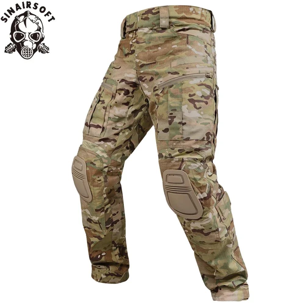 Pantalones de combate para hombre al aire libre + rodilleras, pantalones tácticos, pantalones de camuflaje para senderismo, ropa de trabajo y caza, resistente al desgaste con múltiples bolsillos - imagen 4