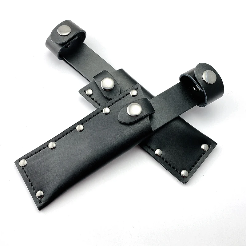 Funda de Material de cuero PU negro, 1 unidad, con hebilla de cobre, funda para cuchillo recto pequeño para exteriores - imagen 3