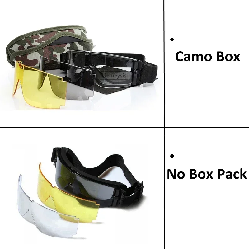 Gafas tácticas Airsoft Paintball CS juego caza a prueba de viento desierto 3 lentes intercambiables gafas protectoras para tiro al aire libre - imagen 3