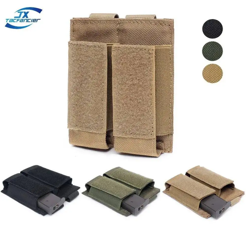 Bolsa táctica doble para revistas de 9mm, soporte MAG para pistola MP5A, banda elástica montada MOLLE, accesorios de caza