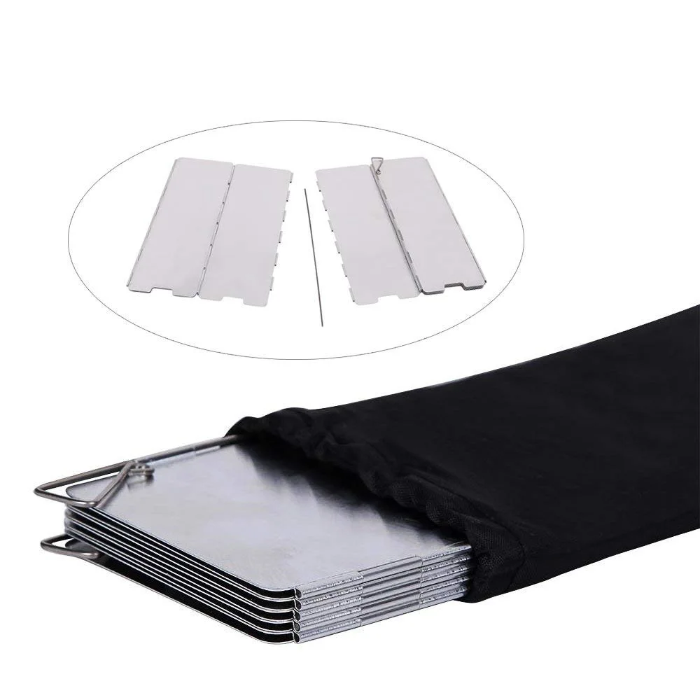 8/9/10 placas estufa de Gas protector contra el viento al aire libre Camping Picnic cocina quemador pantalla a prueba de viento pantalla de viento de aleación de aluminio - imagen 3
