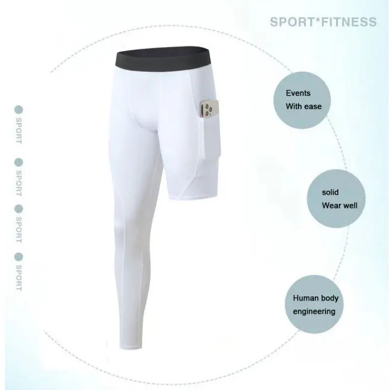 Pantalones deportivos de compresión para hombre y mujer, pantalones de entrenamiento de secado rápido, elásticos, transpirables, para baloncesto, correr y Fitness, 1 piezas - imagen 2