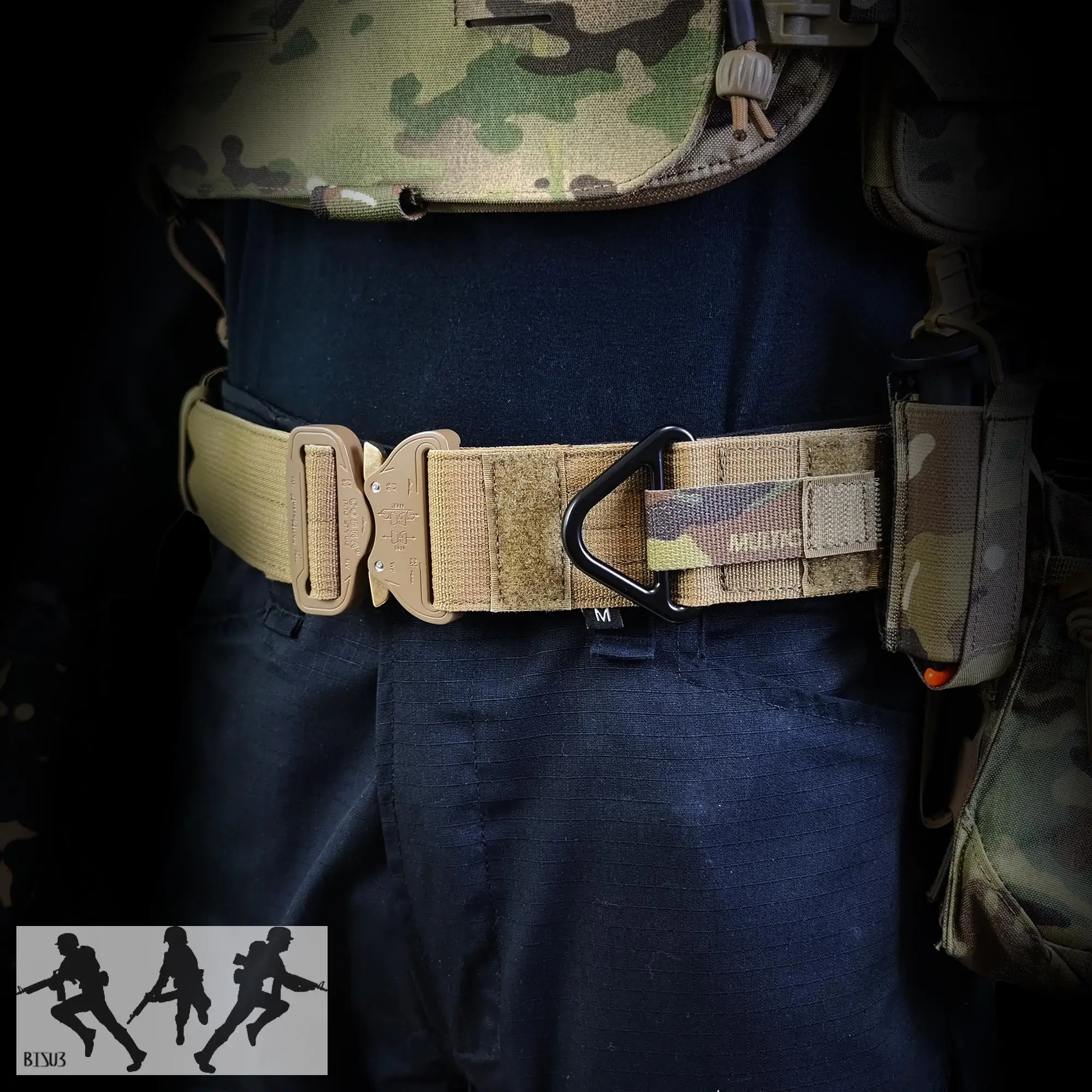 Cinturón táctico Molle de liberación rápida para hombre, hebilla de metal reforzada de doble capa, cinturón de entrenamiento de caza al aire libre - imagen 3