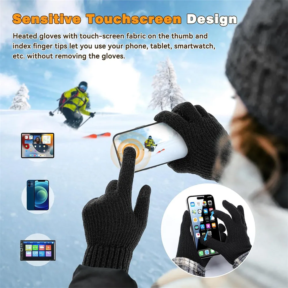 Guantes calefactables Guantes de invierno con pantalla táctil Calentador de manos térmico antideslizante Equipo al aire libre para deportes de esquí en clima frío - imagen 5