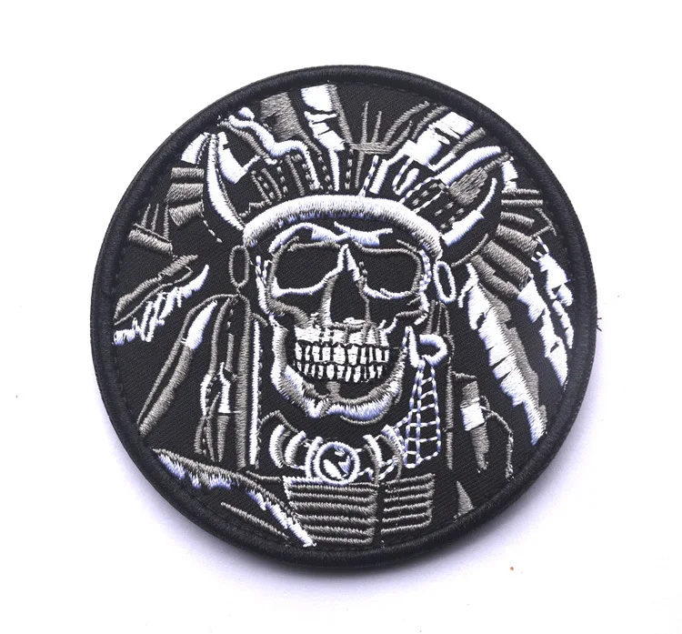 Insignia bordada de calavera de la muerte, parche táctico aborigen, apliques de gancho y bucle, mochila, chaqueta, pegatinas de ropa - imagen 3