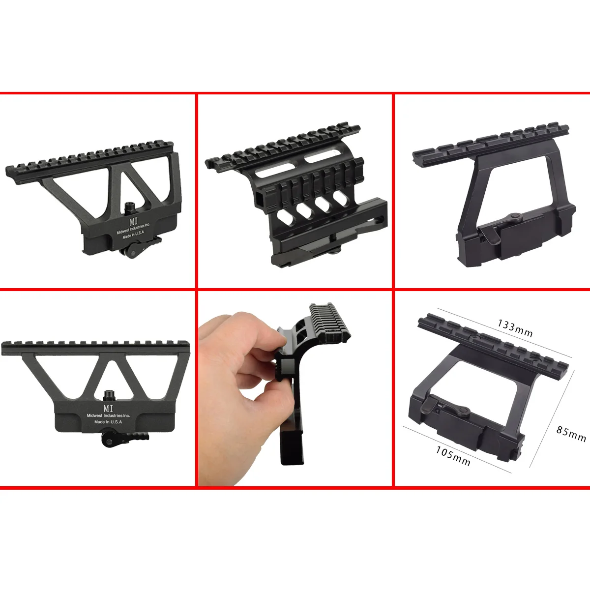 Montura lateral Picatinny MI-AKSM para AK47 – Mira telescópica QD caza - imagen 4