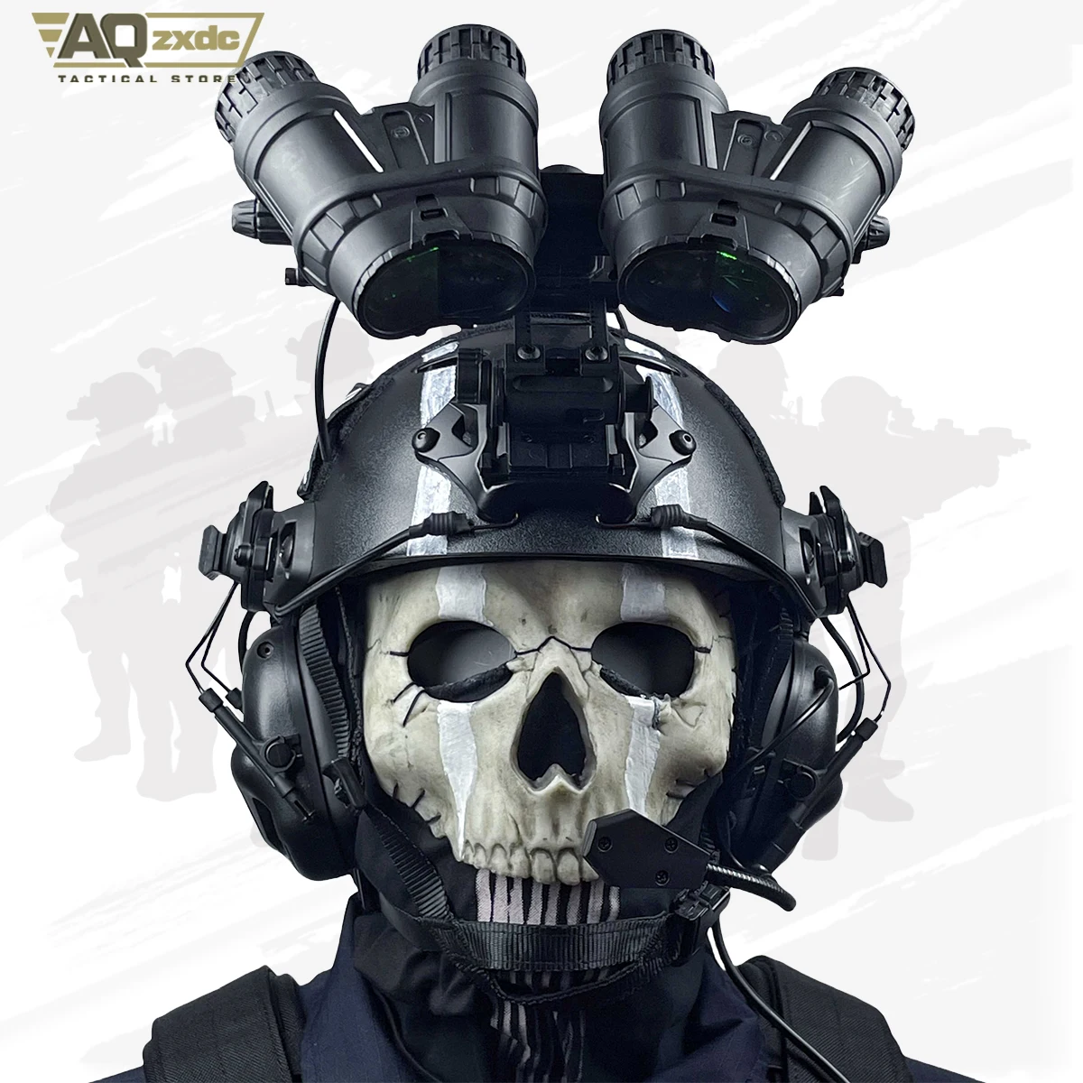 Airsoft Cod 19 Night Raid Ghost Cosplay conjunto completo de equipo fantasma máscara táctica chaleco y hemlet conjunto para Halloween Cosplay - imagen 3