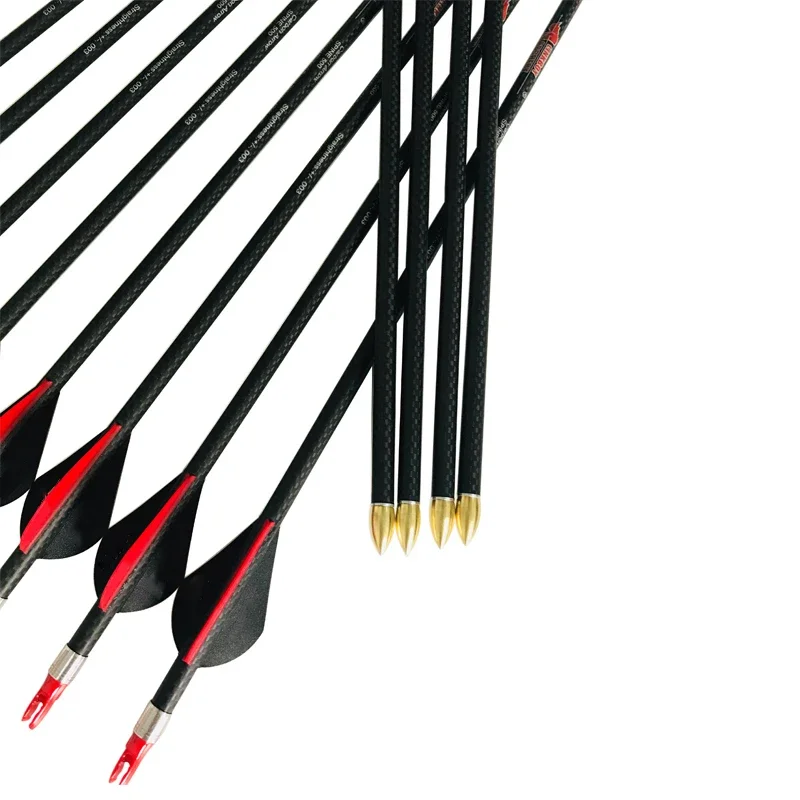 12 Uds Linkboy tiro con arco flechas de carbono puro 3k tejido columna vertebral 250-800 paletas de flecha de 2 pulgadas para caza con arco compuesto - imagen 2