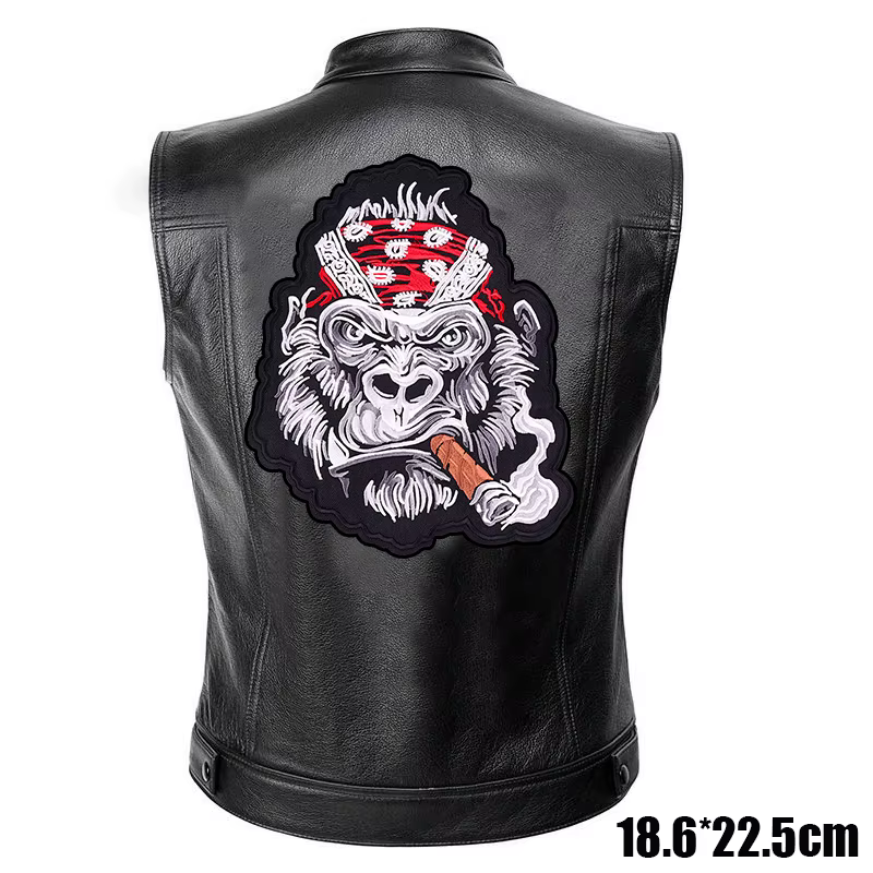 Parche bordado de cuero calavera punk termoadhesivo para chaqueta - imagen 5