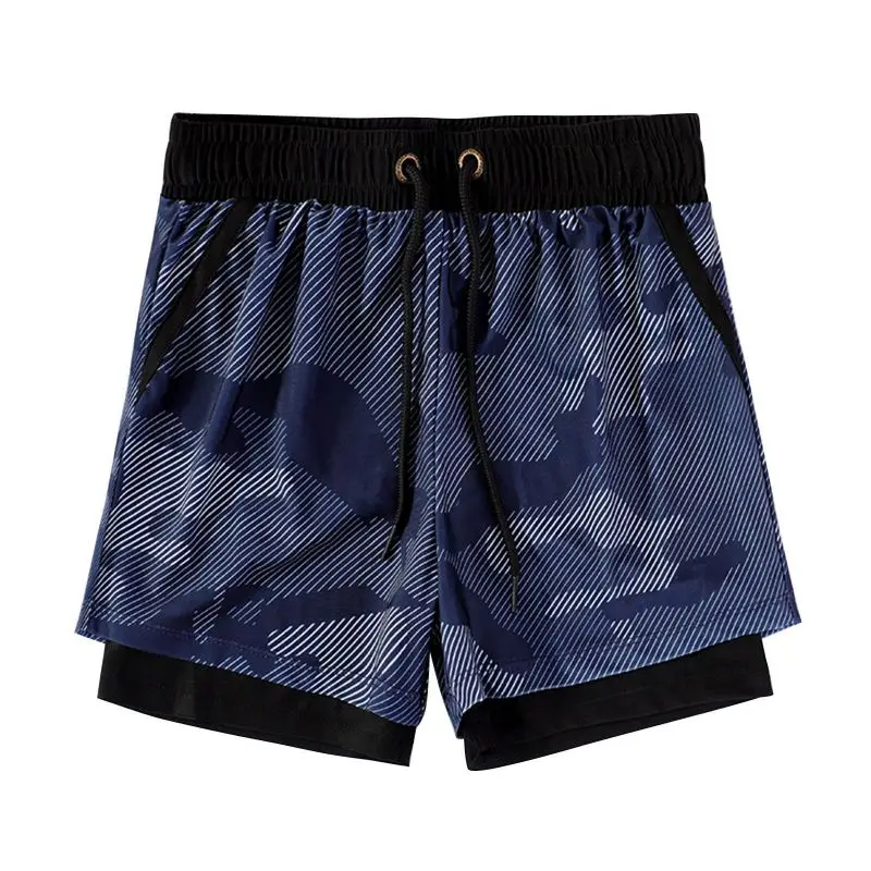 Pantalones cortos de dos piezas falsos de malla de verano para niños, pantalones cortos transpirables para correr al aire libre, deportes de baloncesto, ciclismo